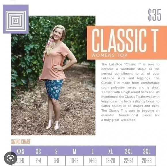 Lularoe XXS  Classic t shirt .  Blue and grey mineral‎ wash geometric pattern. - Picture 4 of 4